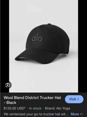 ALO Yoga Black Wool Blend District Trucker Hat